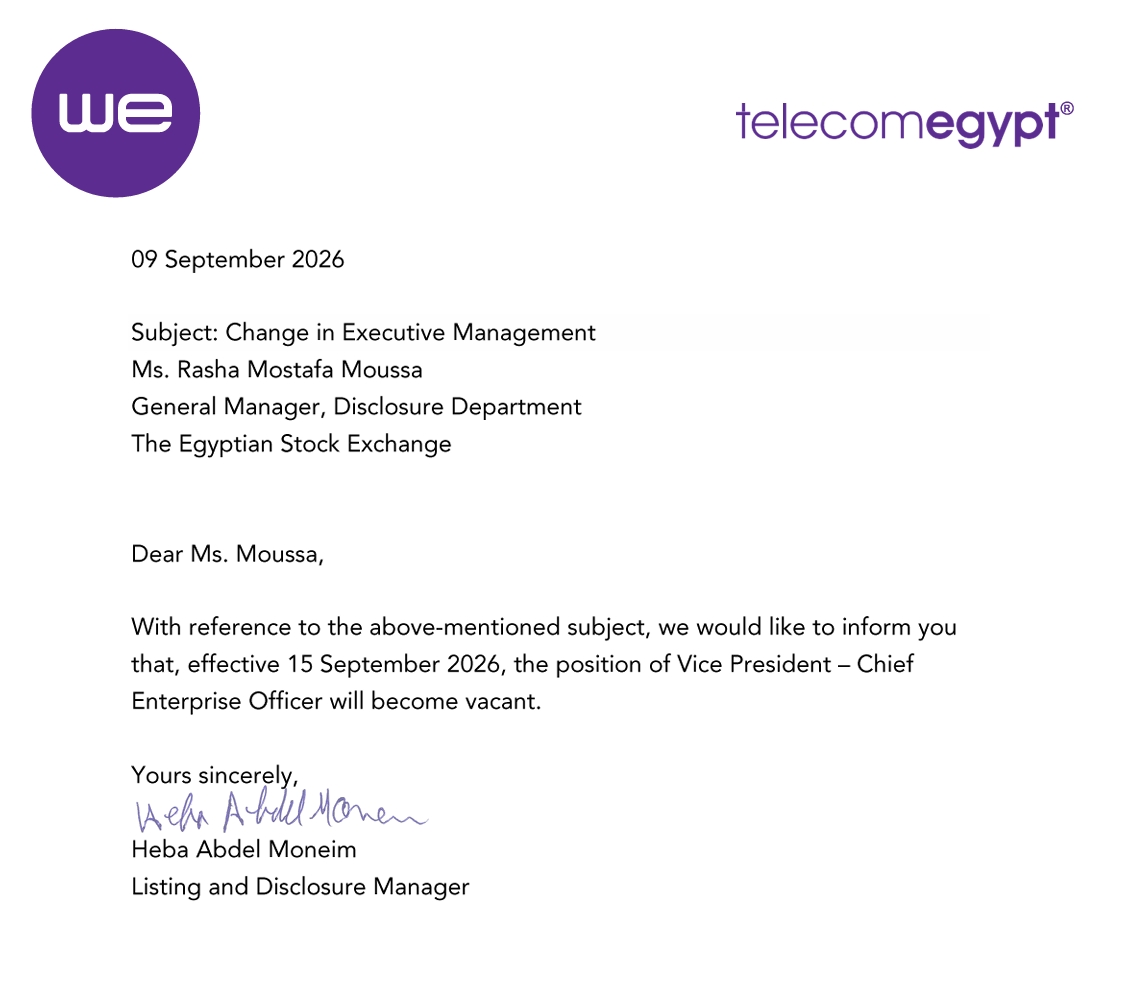Telecom Egypt (ETEL.CA) – Company Disclosure 10/09/2026