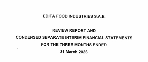“Edita Food Industries (EFID.CA) – Attached are the standalone financial statements for the financial period ended 31/03/2026 18/05/2026”
